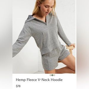Hemp fleece v neck hoodie